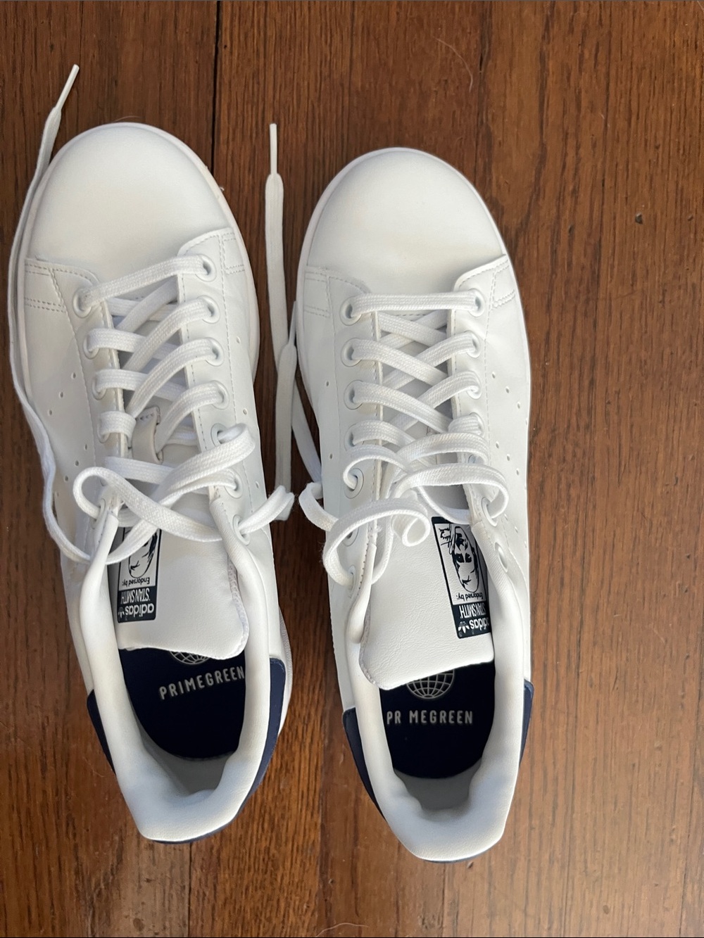 adidas White Leather Sneakers with Navy Heel Tab